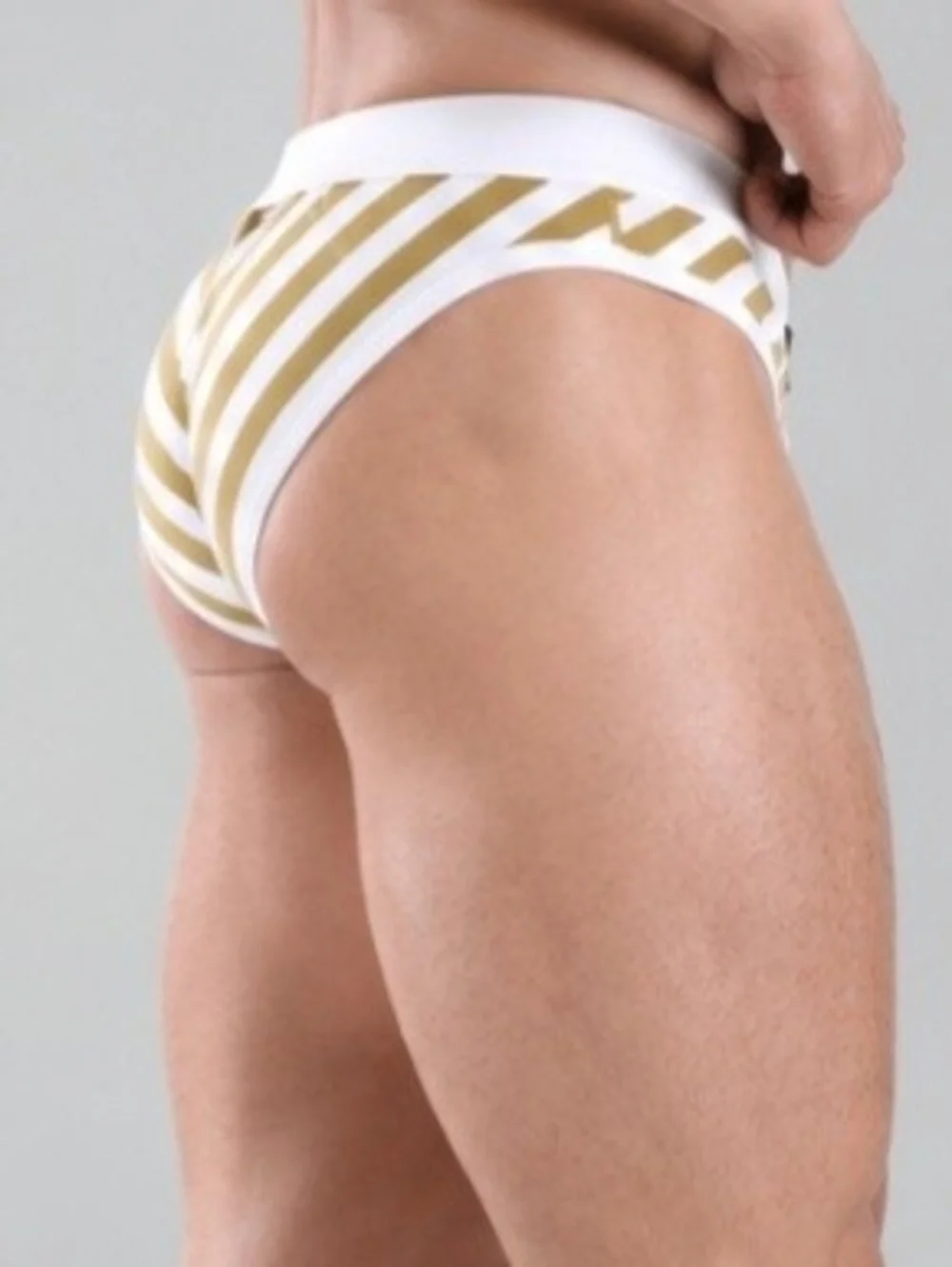 Men's Striped Gold & White Briefs - Premium Comfort